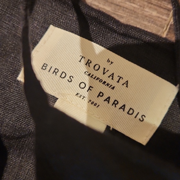 ❤️ TROVATA BIRDS OF PARADIS BLACK LINEN REVA MAXI DRESS W/ POCKETS, SMALL - Picture 8 of 15